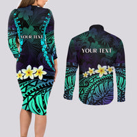 Personalised Pasifika Festival Auckland Couples Matching Long Sleeve Bodycon Dress and Long Sleeve Button Shirt 2024 Pacific Islands Polynesian Pattern LT14 - Polynesian Pride