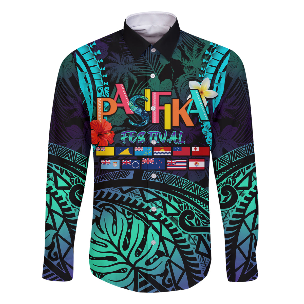 Personalised Pasifika Festival Auckland Family Matching Mermaid Dress and Hawaiian Shirt 2024 Pacific Islands Polynesian Pattern LT14 Dad's Shirt - Long Sleeve Purple - Polynesian Pride