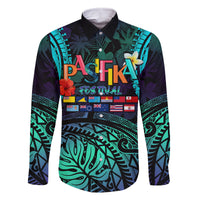 Personalised Pasifika Festival Auckland Family Matching Mermaid Dress and Hawaiian Shirt 2024 Pacific Islands Polynesian Pattern LT14 Dad's Shirt - Long Sleeve Purple - Polynesian Pride