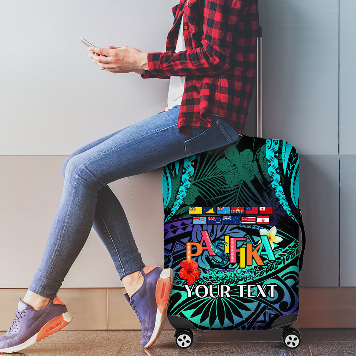 Personalised Pasifika Festival Auckland Luggage Cover 2024 Pacific Islands Polynesian Pattern LT14 - Polynesian Pride