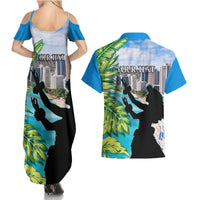 Personalised Honolulu Aloha Hawaii Couples Matching Summer Maxi Dress and Hawaiian Shirt Tropical Leaves With Hula Girl LT14 - Polynesian Pride