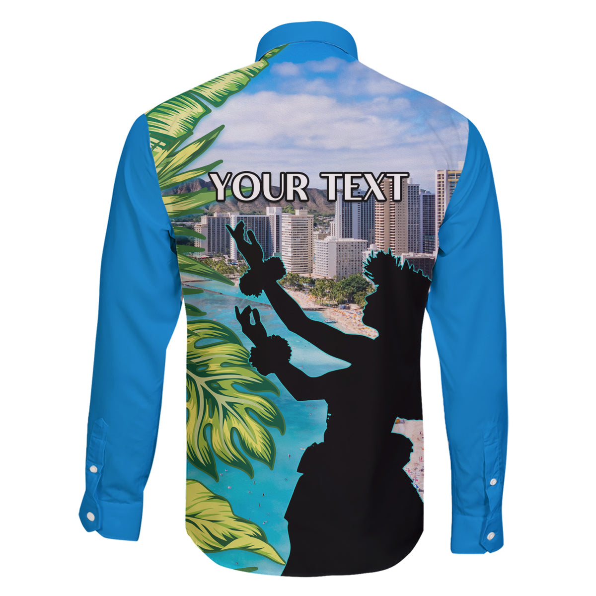 Personalised Honolulu Aloha Hawaii Family Matching Short Sleeve Bodycon Dress and Hawaiian Shirt Tropical Leaves With Hula Girl LT14 - Polynesian Pride