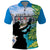 Personalised Honolulu Aloha Hawaii Polo Shirt Tropical Leaves With Hula Girl LT14 Blue - Polynesian Pride