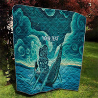 Personalised New Zealand Waitangi Day Quilt Hei Tiki With Maori Waka - Whakarare Pattern