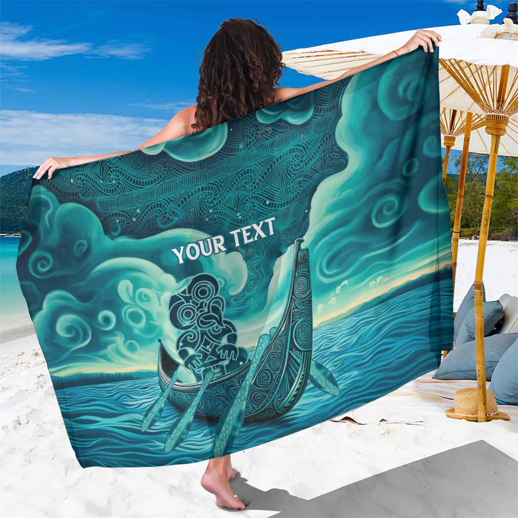 Personalised New Zealand Waitangi Day Sarong Hei Tiki With Maori Waka - Whakarare Pattern