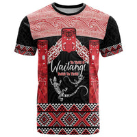 Toitu Te Tiriti O Waitangi T Shirt Maori Wharenui With Taniko Motifs LT14 Red - Polynesian Pride