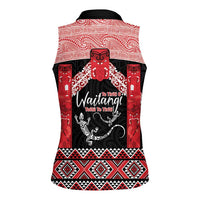 Toitu Te Tiriti O Waitangi Women Sleeveless Polo Shirt Maori Wharenui With Taniko Motifs