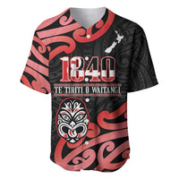 New Zealand 1840 Waitangi Day Baseball Jersey Aotearoa Haka Mask - Red Version LT14 Red - Polynesian Pride