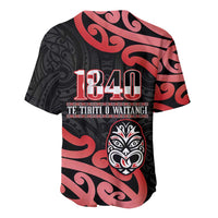 New Zealand 1840 Waitangi Day Baseball Jersey Aotearoa Haka Mask - Red Version LT14 - Polynesian Pride