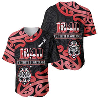 New Zealand 1840 Waitangi Day Baseball Jersey Aotearoa Haka Mask - Red Version LT14 - Polynesian Pride