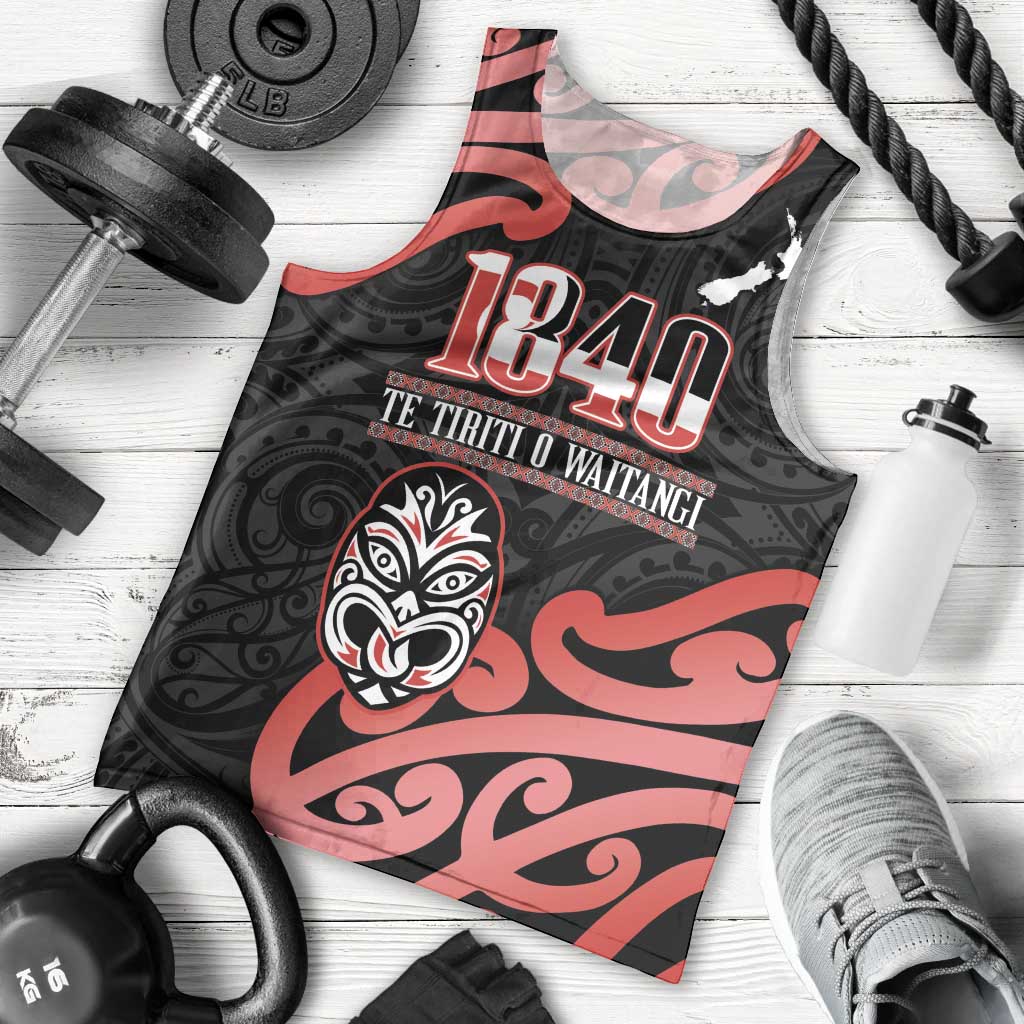 New Zealand 1840 Waitangi Day Men Tank Top Aotearoa Haka Mask - Red Version