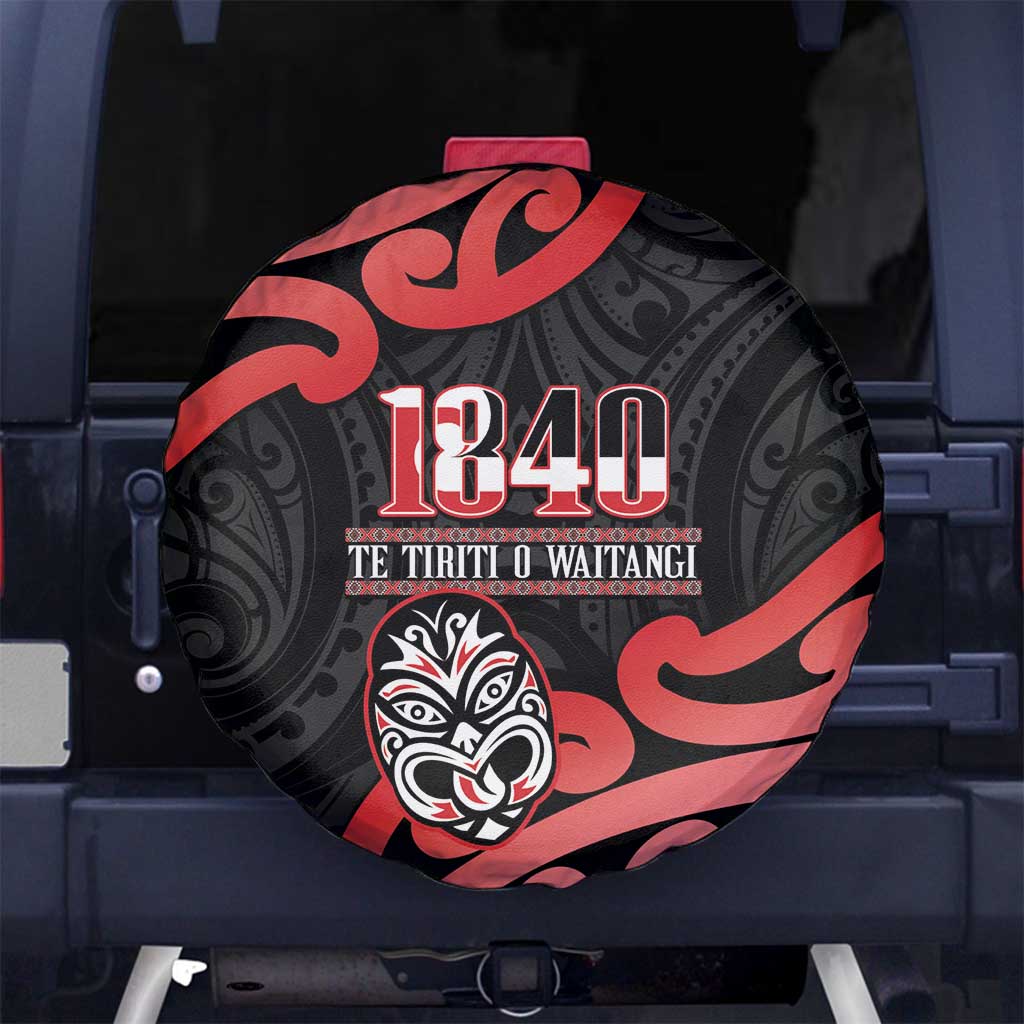 New Zealand 1840 Waitangi Day Spare Tire Cover Aotearoa Haka Mask - Red Version LT14 - Polynesian Pride