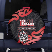 New Zealand 1840 Waitangi Day Spare Tire Cover Aotearoa Haka Mask - Red Version LT14 - Polynesian Pride