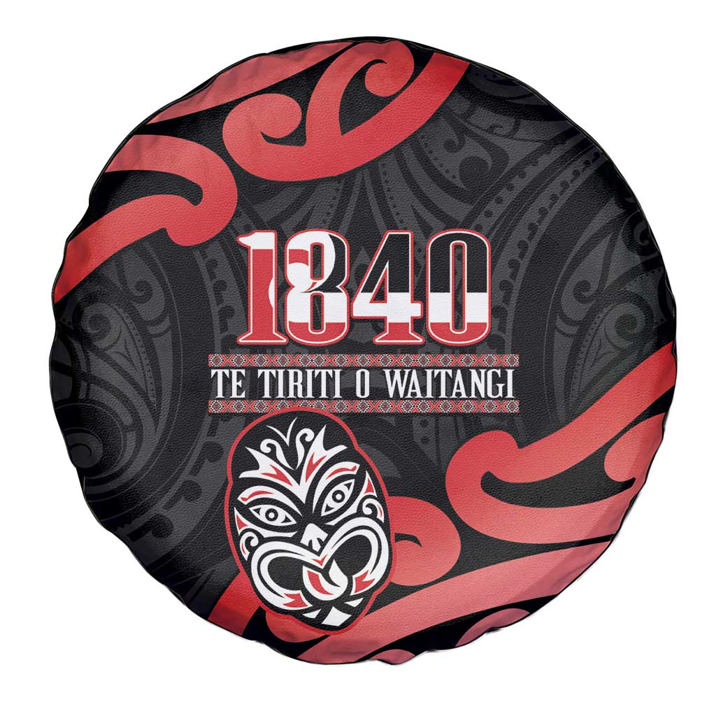 New Zealand 1840 Waitangi Day Spare Tire Cover Aotearoa Haka Mask - Red Version LT14 - Polynesian Pride