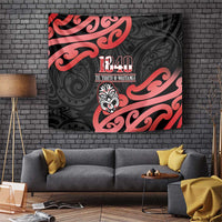 New Zealand 1840 Waitangi Day Tapestry Aotearoa Haka Mask - Red Version LT14 Red - Polynesian Pride
