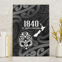 New Zealand 1840 Waitangi Day Canvas Wall Art Aotearoa Haka Mask - Black Version