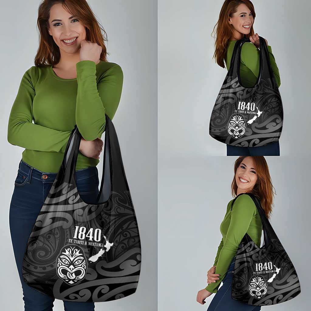 New Zealand 1840 Waitangi Day Grocery Bag Aotearoa Haka Mask - Black Version