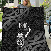 New Zealand 1840 Waitangi Day Quilt Aotearoa Haka Mask - Black Version LT14 Black - Polynesian Pride