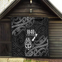 New Zealand 1840 Waitangi Day Quilt Aotearoa Haka Mask - Black Version LT14 - Polynesian Pride