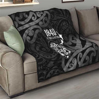 New Zealand 1840 Waitangi Day Quilt Aotearoa Haka Mask - Black Version LT14 - Polynesian Pride