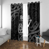 New Zealand 1840 Waitangi Day Window Curtain Aotearoa Haka Mask - Black Version