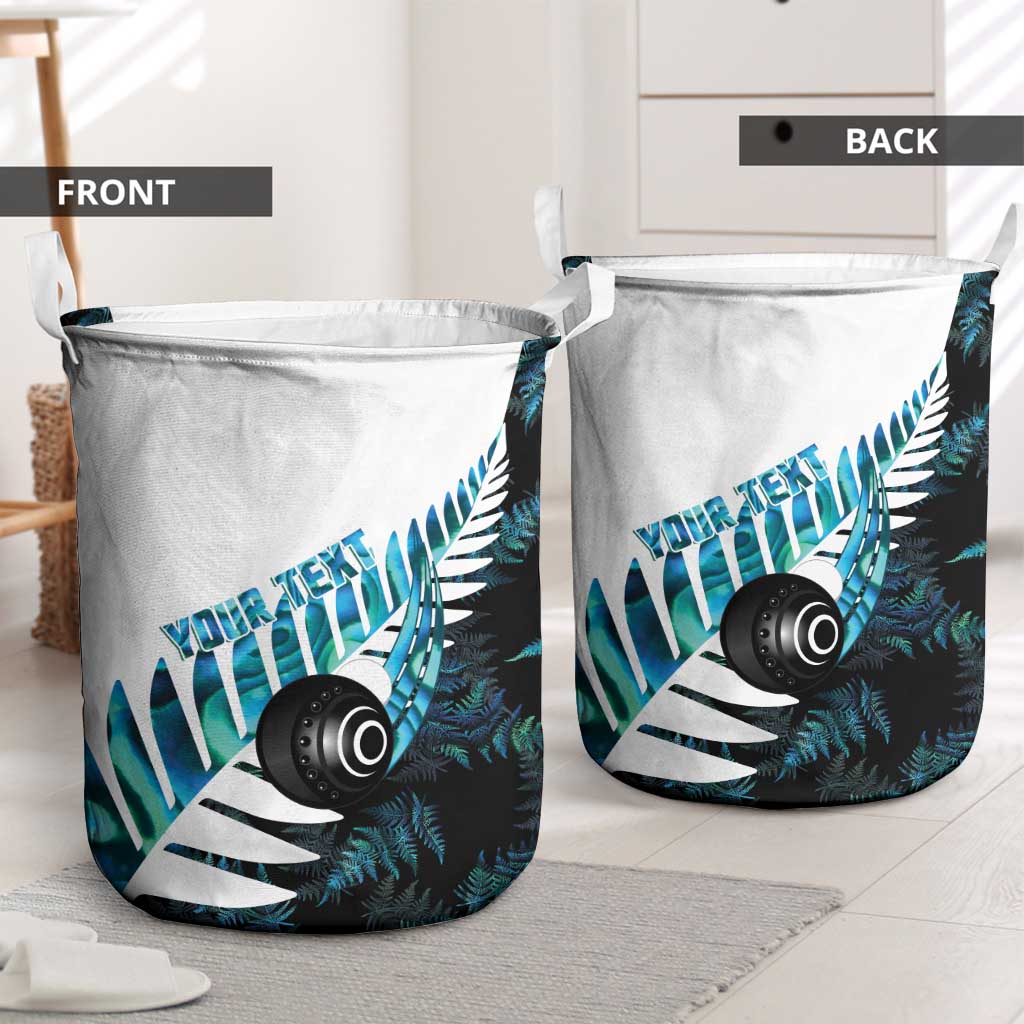 New Zealand Lawn Bowls Custom Laundry Basket Aotearoa Silver Fern Paua Shell LT14 - Polynesian Pride