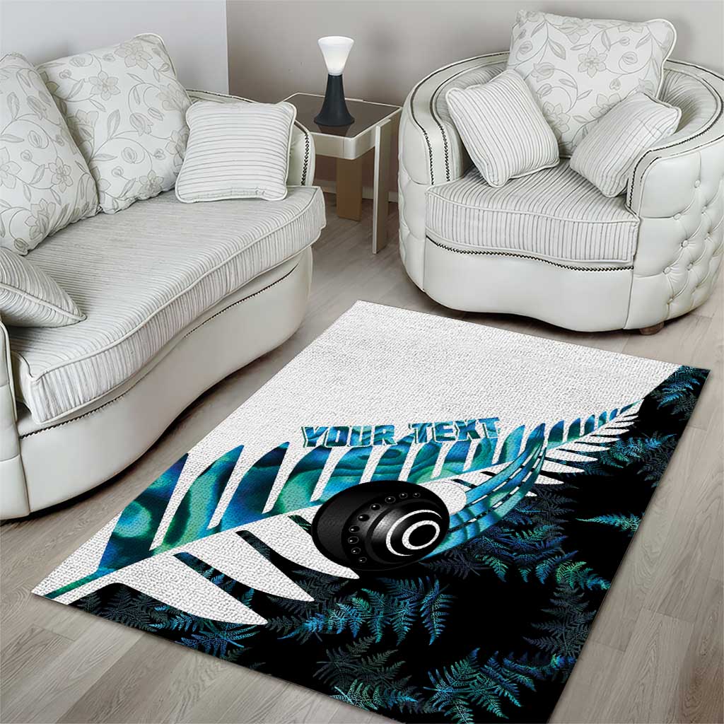 New Zealand Lawn Bowls Custom Area Rug Aotearoa Silver Fern Paua Shell LT14 - Polynesian Pride