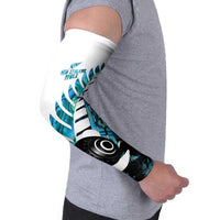 New Zealand Lawn Bowls Custom Arm Sleeves Aotearoa Silver Fern Paua Shell LT14 - Polynesian Pride