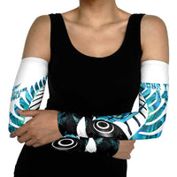 New Zealand Lawn Bowls Custom Arm Sleeves Aotearoa Silver Fern Paua Shell LT14 - Polynesian Pride