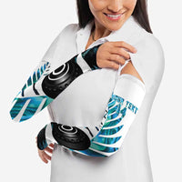 New Zealand Lawn Bowls Custom Arm Sleeves Aotearoa Silver Fern Paua Shell LT14 - Polynesian Pride