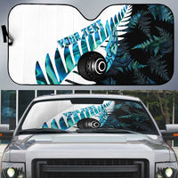 New Zealand Lawn Bowls Custom Auto Sun Shade Aotearoa Silver Fern Paua Shell LT14 Black - Polynesian Pride