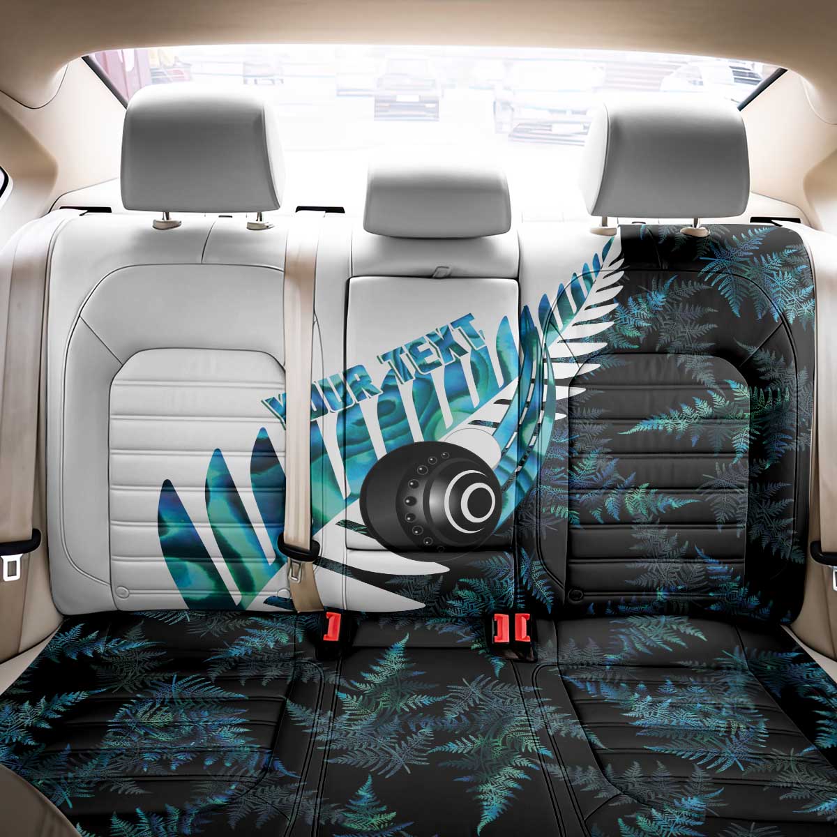 New Zealand Lawn Bowls Custom Back Car Seat Cover Aotearoa Silver Fern Paua Shell LT14 - Polynesian Pride