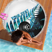New Zealand Lawn Bowls Custom Beach Blanket Aotearoa Silver Fern Paua Shell LT14 - Polynesian Pride
