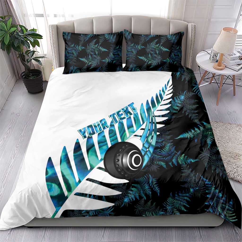 New Zealand Lawn Bowls Custom Bedding Set Aotearoa Silver Fern Paua Shell LT14 - Polynesian Pride