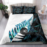 New Zealand Lawn Bowls Custom Bedding Set Aotearoa Silver Fern Paua Shell LT14 - Polynesian Pride
