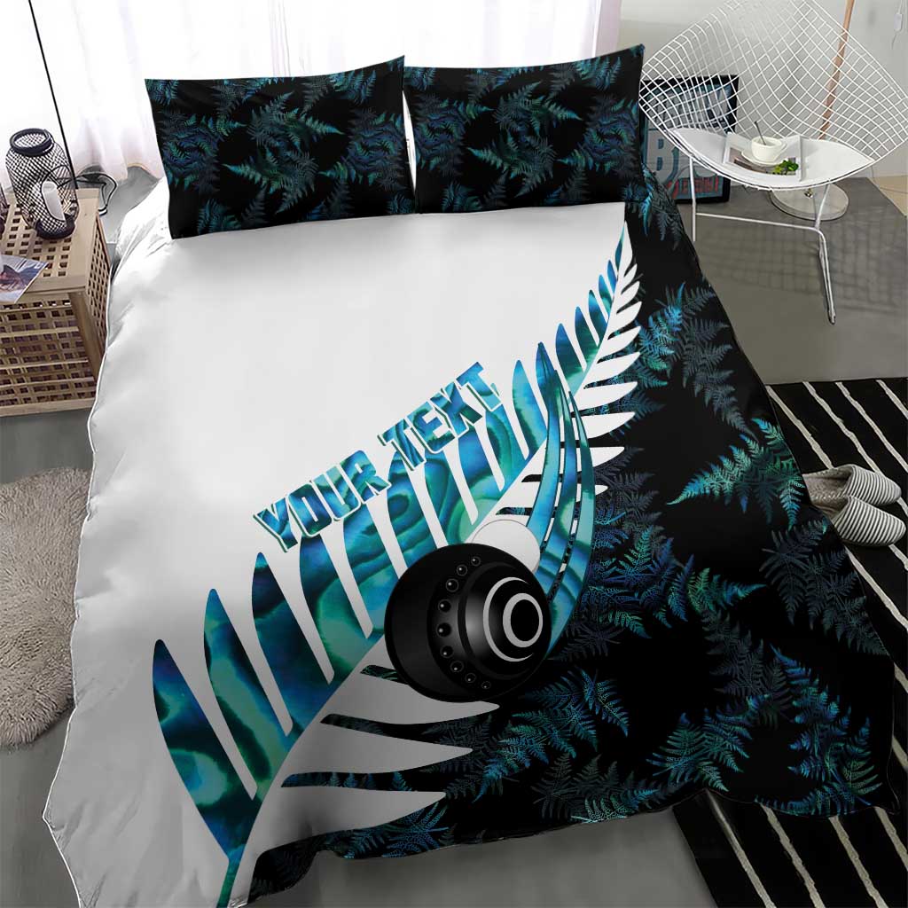 New Zealand Lawn Bowls Custom Bedding Set Aotearoa Silver Fern Paua Shell LT14 - Polynesian Pride