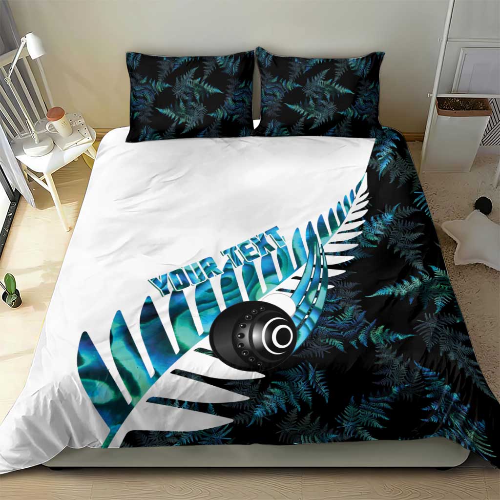 New Zealand Lawn Bowls Custom Bedding Set Aotearoa Silver Fern Paua Shell LT14 - Polynesian Pride