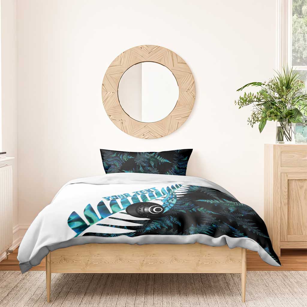 New Zealand Lawn Bowls Custom Bedding Set Aotearoa Silver Fern Paua Shell LT14 - Polynesian Pride