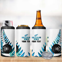 New Zealand Lawn Bowls Custom 4 in 1 Can Cooler Tumbler Aotearoa Silver Fern Paua Shell LT14 - Polynesian Pride