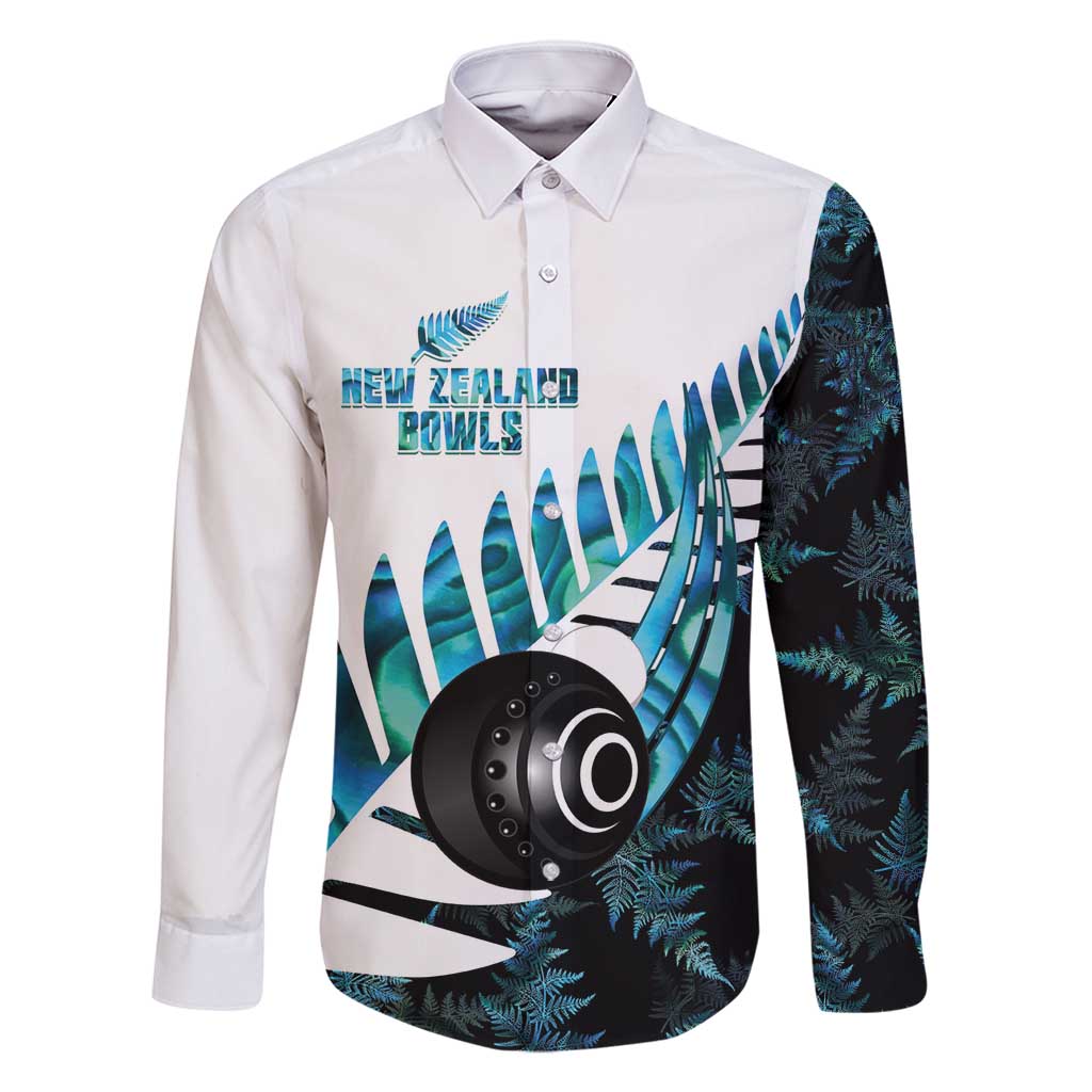 New Zealand Lawn Bowls Custom Family Matching Off Shoulder Maxi Dress and Hawaiian Shirt Aotearoa Silver Fern Paua Shell - Polynesian Pride