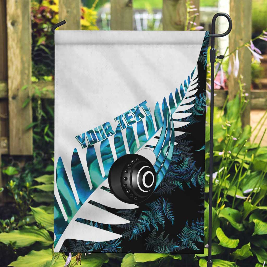 New Zealand Lawn Bowls Custom Garden Flag Aotearoa Silver Fern Paua Shell LT14 Garden Flag Black - Polynesian Pride