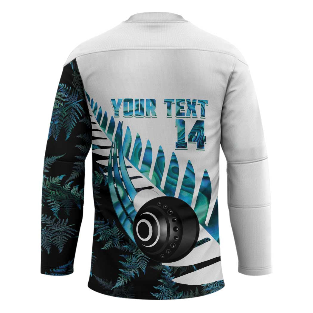 New Zealand Lawn Bowls Custom Hockey Jersey Aotearoa Silver Fern Paua Shell - Polynesian Pride