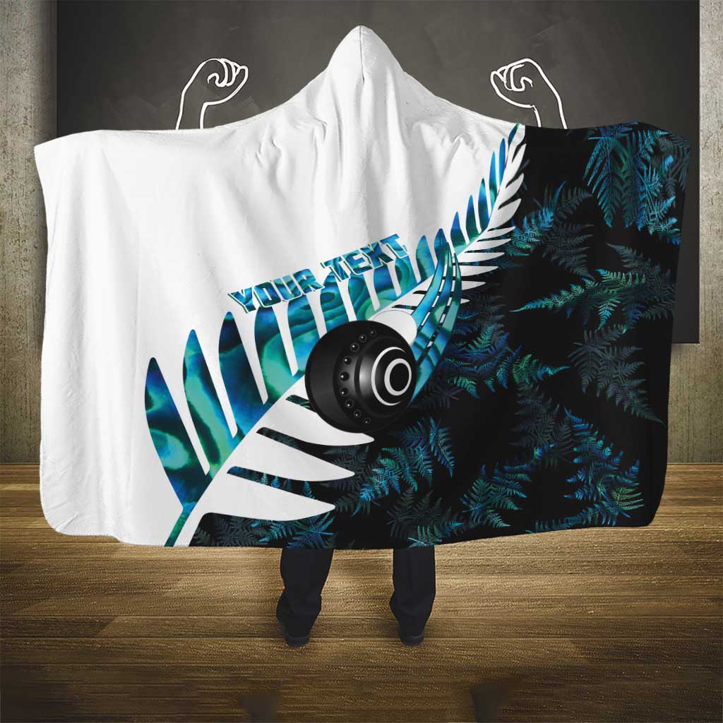 New Zealand Lawn Bowls Custom Hooded Blanket Aotearoa Silver Fern Paua Shell LT14 - Polynesian Pride