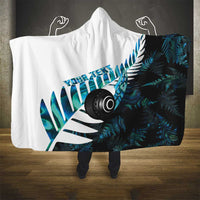 New Zealand Lawn Bowls Custom Hooded Blanket Aotearoa Silver Fern Paua Shell LT14 - Polynesian Pride