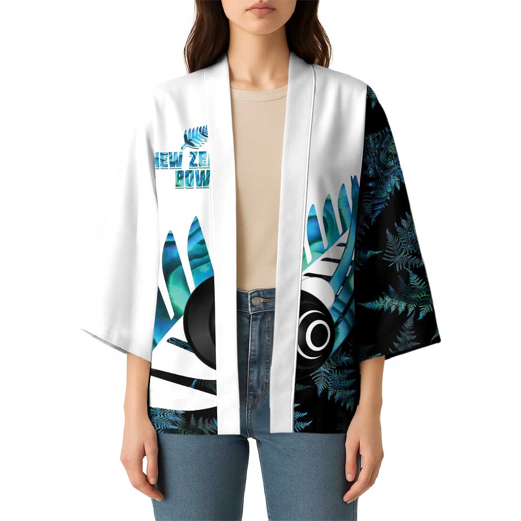 New Zealand Lawn Bowls Custom Kimono Aotearoa Silver Fern Paua Shell LT14 - Polynesian Pride