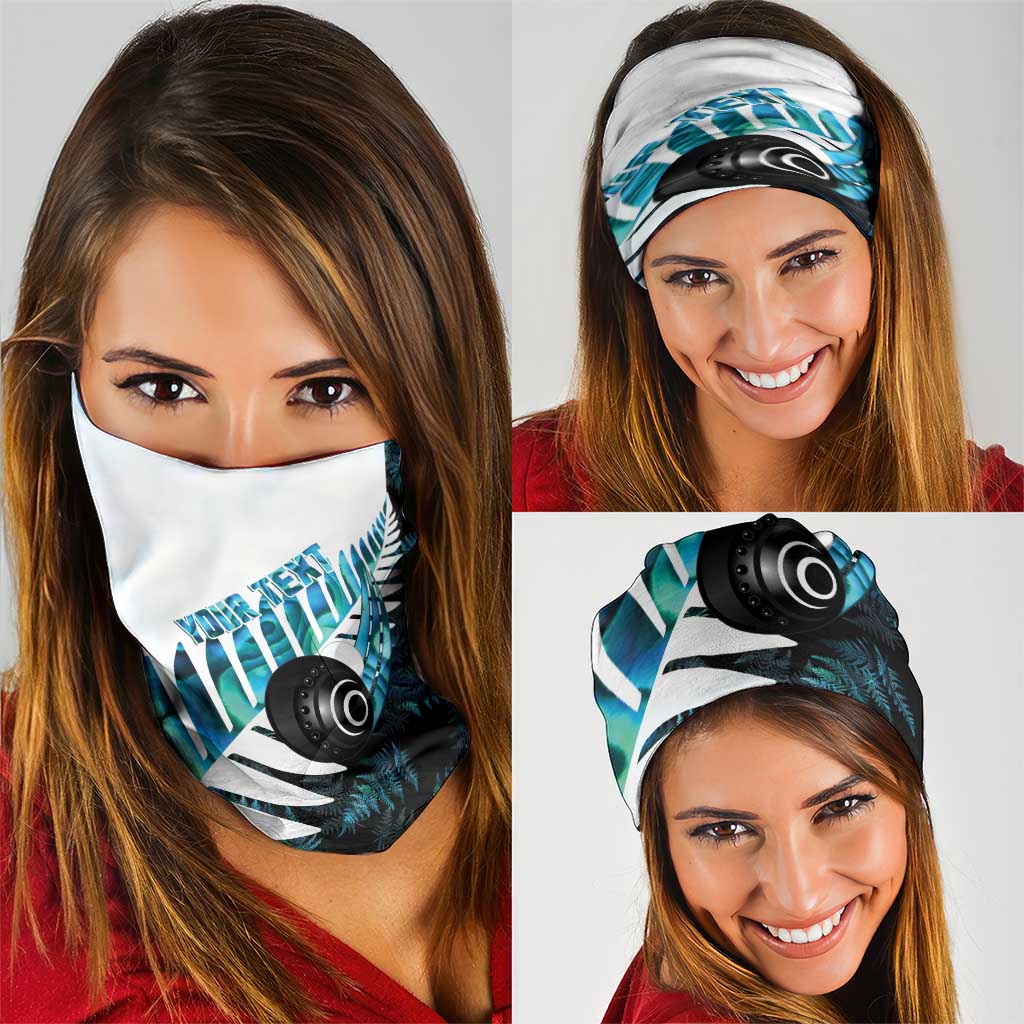 New Zealand Lawn Bowls Custom Neck Gaiter Aotearoa Silver Fern Paua Shell LT14 - Polynesian Pride