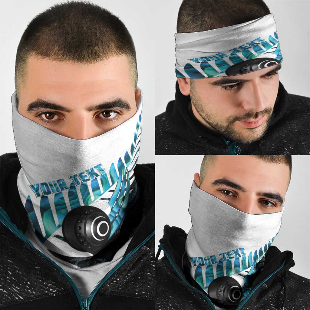 New Zealand Lawn Bowls Custom Neck Gaiter Aotearoa Silver Fern Paua Shell LT14 - Polynesian Pride