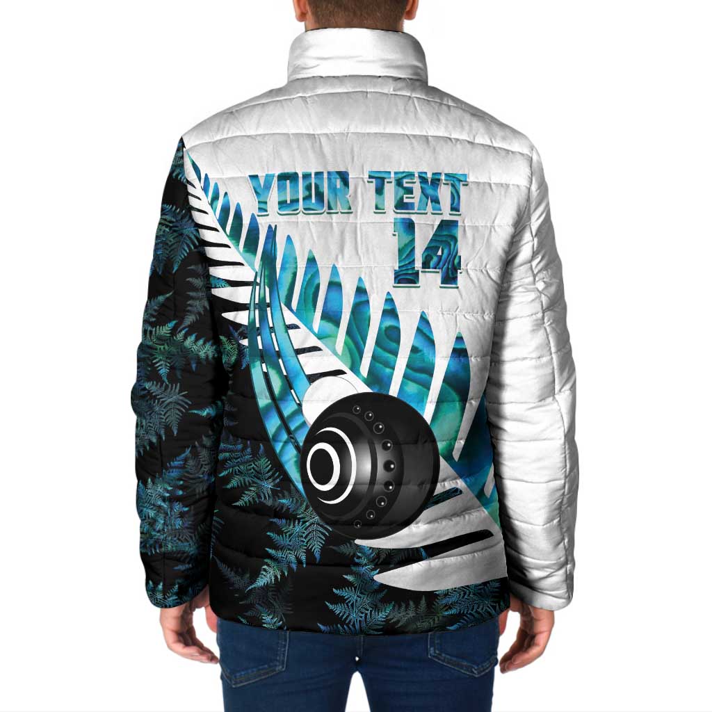New Zealand Lawn Bowls Custom Padded Jacket Aotearoa Silver Fern Paua Shell LT14 - Polynesian Pride