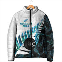 New Zealand Lawn Bowls Custom Padded Jacket Aotearoa Silver Fern Paua Shell LT14 - Polynesian Pride