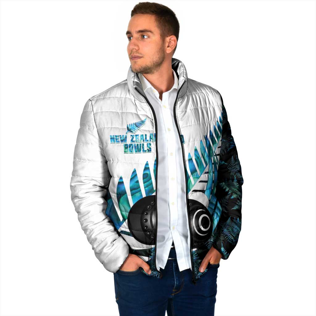New Zealand Lawn Bowls Custom Padded Jacket Aotearoa Silver Fern Paua Shell LT14 - Polynesian Pride